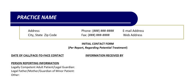 Private Practice Forms & Templates: Initial Contact Form (Word)